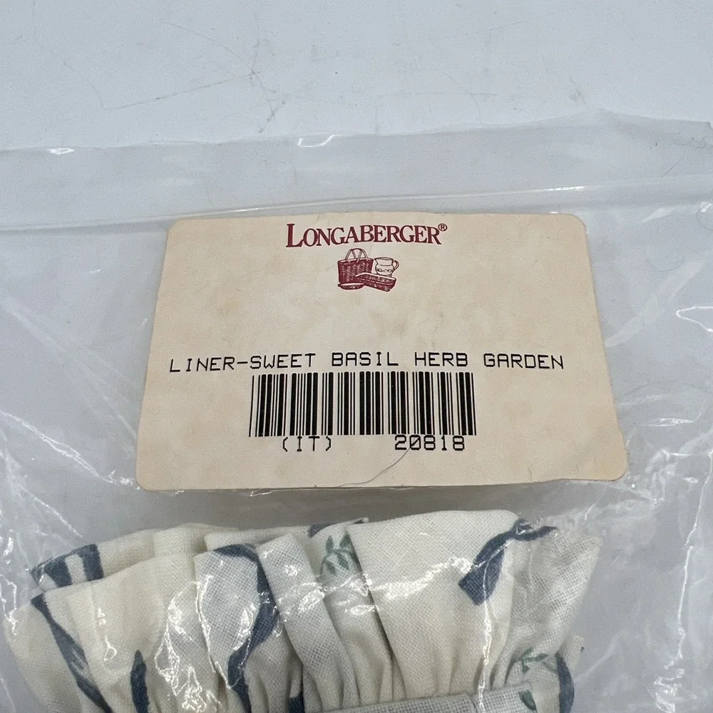 🌿‎ Longaberger Sweet Basil Booking Basket Liner – Herb Garden Pattern – NIP 🧺